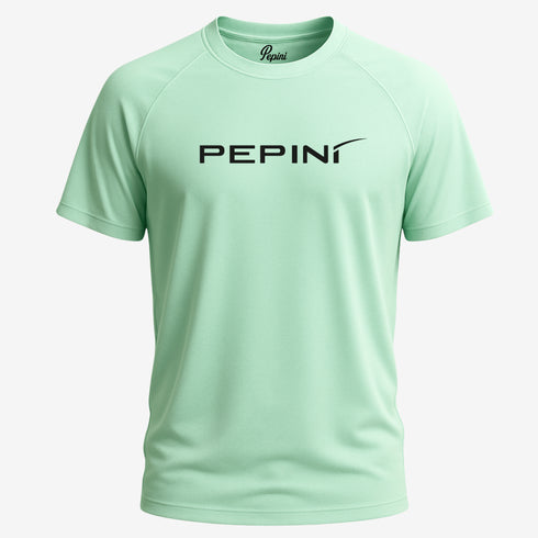 Light green t-shirt with 'PEPINI' logo on a white background